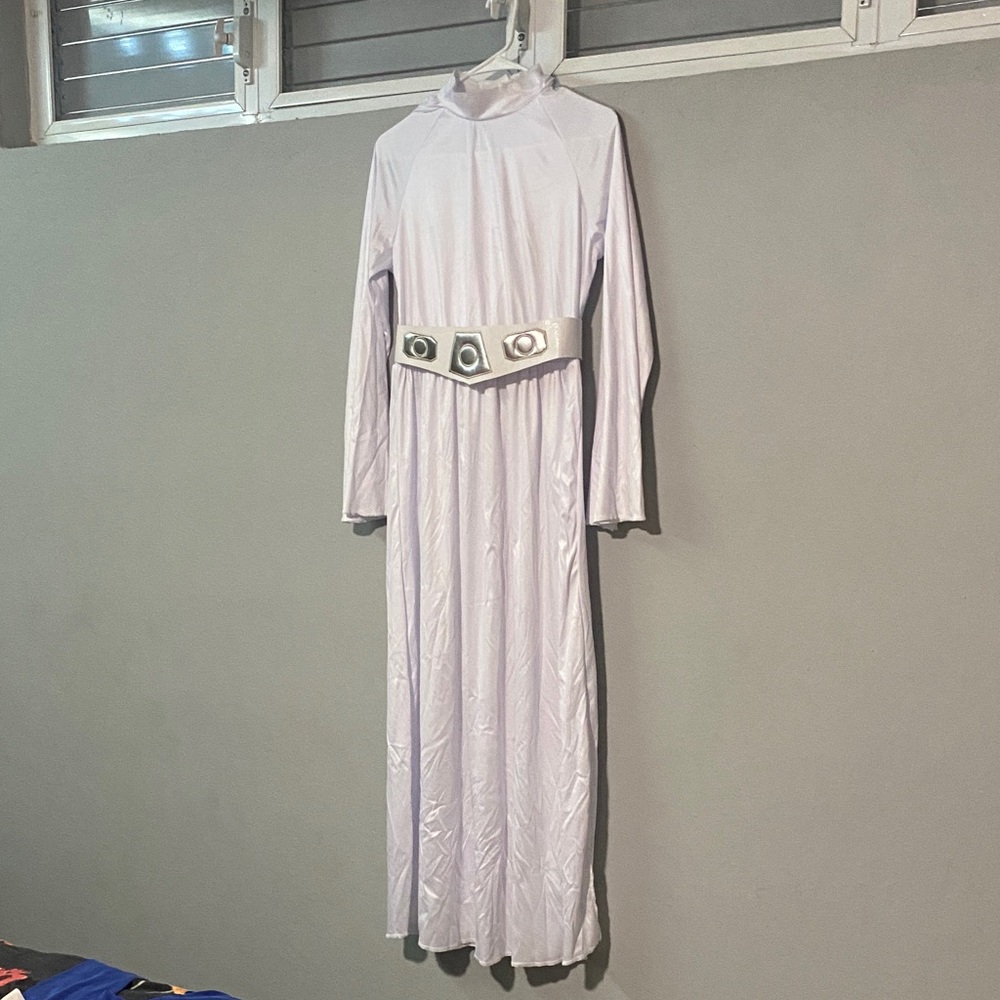 Star Wars Light Lavender Long Sleeve Maxi Dress with Silver Belt